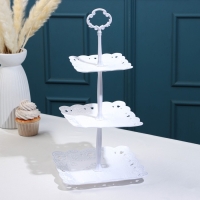 Этажерка-фруктовница квадратная &laquo;Вивьен&raquo;, 3 яруса, 12,5/16,5/20 см, цвет белый