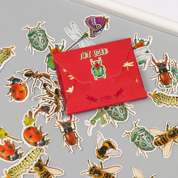 Наклейки для творчества Наклейки для творчества "Насекомые" тиснение золото набор 48 шт 9х7х0,8 см