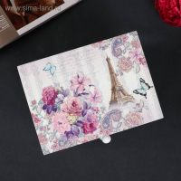 Шкатулка дерево комод 3 ящика "Эйфелева башня и букет цветов" 14,8х15,6х11,6 см