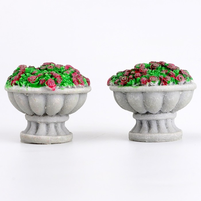 Миниатюра кукольная &laquo;Клумба цветов&raquo;, набор 2 шт., размер 1 шт. &mdash; 3,5 &times; 3,5 &times; 3 см