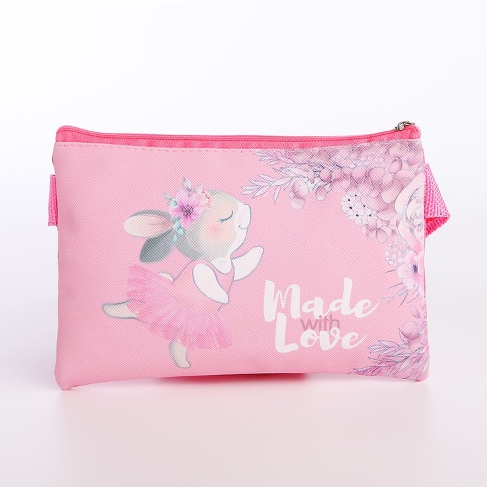 Сумка детская для девочки "Made with love", эко-кожа, розовый, 16х11 см