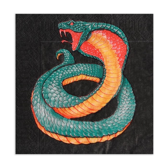 Новогодние салфетки бумажные New Line Design &laquo;Змея на чёрном&raquo; 3 слоя, 33х33 см, 20 шт