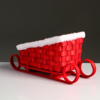 Кашпо «Сани», красное, 23×13,5×10,5/16,5 см, шпон Кашпо «Сани», красное, 23×13,5×10,5/16,5 см, шпон