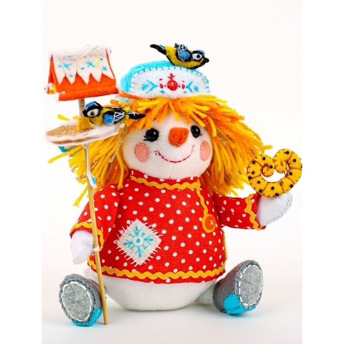 Новый год! Набор для изготовления текстильной игрушки &laquo;Весёлый Снеговик&raquo; высота &mdash; 16,5 см