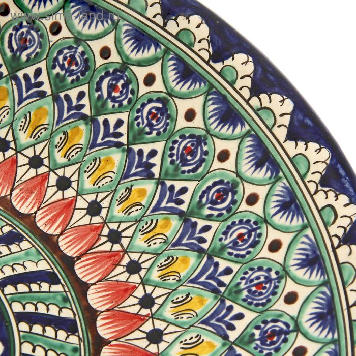 Ляган Риштанская Керамика Ляган Риштанская Керамика "Узоры", 33 см, синий, глубокий