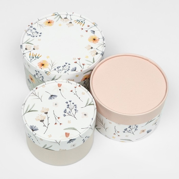 Набор шляпных коробок 3 в1  "Ассорти из цветов", завальцованная, 16 х 10,14 х 9, 13 х 8,5 см