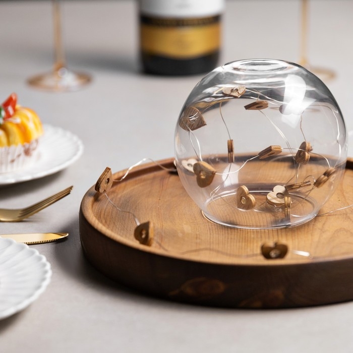 Гирлянда &laquo;Нить&raquo; 2 м роса с насадками &laquo;Сердце&raquo;, IP20, серебристая нить, 20 LED, батарейки ААх2 (нет в комплекте), свечение тёплое белое