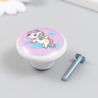 Ручка для шкатулки керамика, металл "Единорожка в облаках" 3,8х3,8 см Ручка для шкатулки керамика, металл "Единорожка в облаках" 3,8х3,8 см
