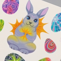 Татуировка на тело цветная "Заяц и яички" 10х10 см Татуировка на тело цветная "Заяц и яички" 10х10 см