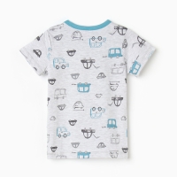 Футболка детская, цвет серый/машинки, рост 80 Футболка детская, цвет серый/машинки, рост 80