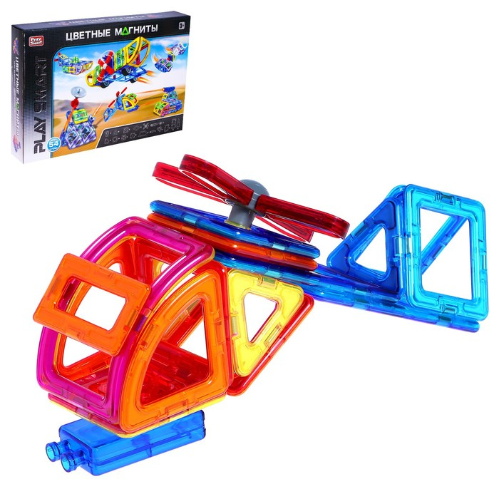 Конструктор магнитный &laquo;Цветные магниты&raquo;, 54 детали
