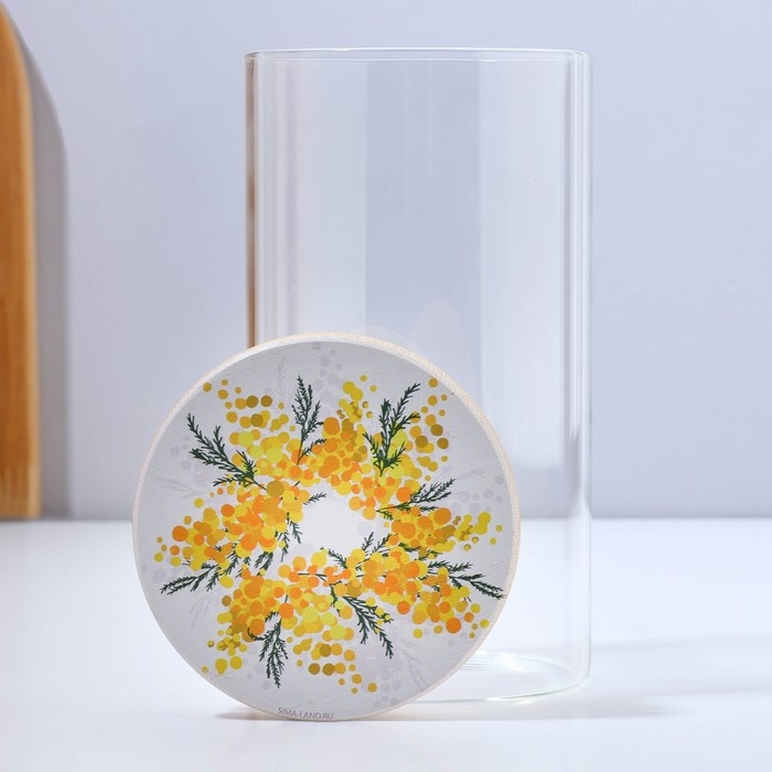 Банка для хранения сыпучих продуктов и круп &laquo;Нежная мимоза&raquo;, 700 мл