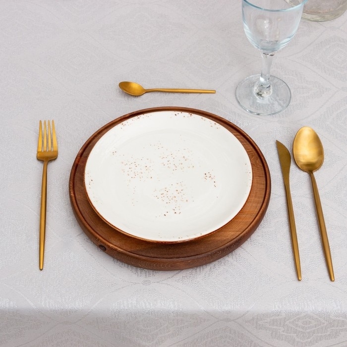 Скатерть Этель "Винтаж" цв.серебро, 142*283 +/-3 см, 115 &plusmn;10 гр,100% п/э