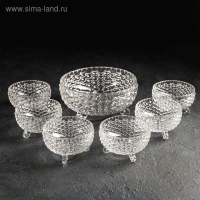 Набор стеклянных салатников &laquo;Облака&raquo;, 7 предметов: 1 шт 18&times;9 см, 6 шт 10&times;6 см