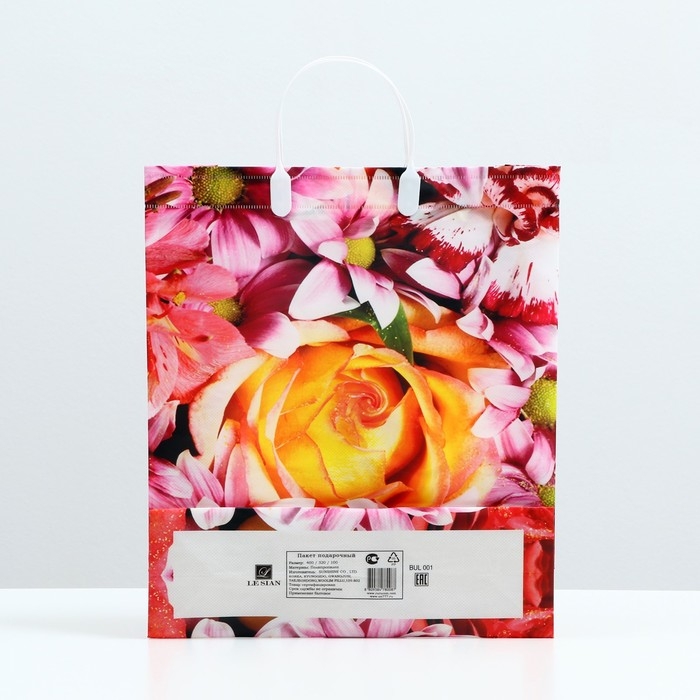 Пакет Пакет "Цветочная фантазия", мягкий пластик, 37 x 32 см, 120 мкм