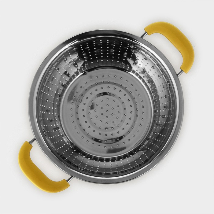 Дуршлаг из нержавеющей стали «Эдвин», d=22 см, две пластиковые ручки, цвет МИКС Дуршлаг из нержавеющей стали «Эдвин», d=22 см, две пластиковые ручки, цвет МИКС