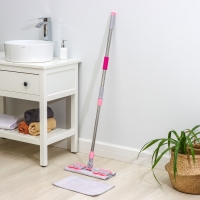 Швабра для мытья пола плоская Доляна, насадка из микрофибры 40&times;12 см, телескопическая стальная ручка 74-109 см, цвет МИКС