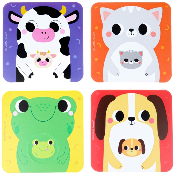 Мягкий пазл для малышей «Кто чей малыш?», 8 пазлов, Крошка Я Мягкий пазл для малышей «Кто чей малыш?», 8 пазлов, Крошка Я