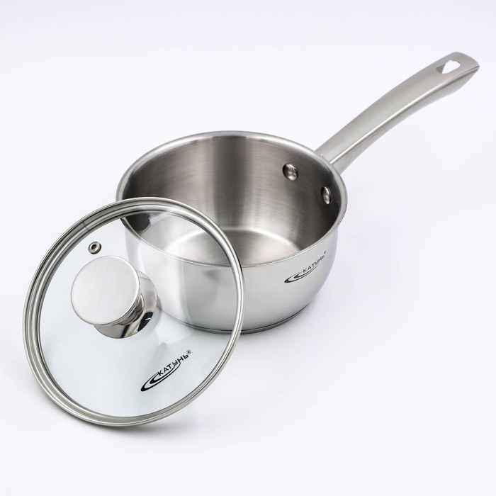 Ковш &laquo;Антея&raquo;, 1,5 л, d=16 см, стеклянная крышка, капсульное дно, металлическая ручка, индукция