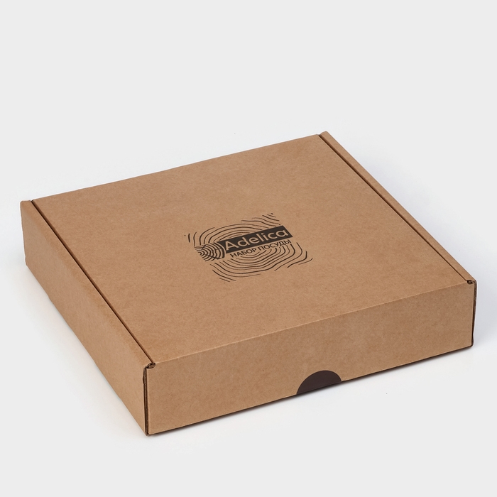 Подарочный набор деревянной посуды Adelica «Бари», доска разделочная d=25 см, блюдо для подачи d=24 см, менажница 3 секции d=20 см, подставка, берёза Подарочный набор деревянной посуды Adelica «Бари», доска разделочная d=25 см, блюдо для подачи d=24 см, менажница 3 секции d=20 см, подставка, берёза