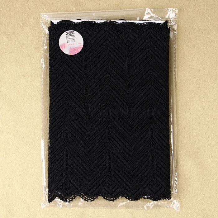 Кружевная эластичная ткань, 200 мм &times; 2,7 &plusmn; 0,5 м, цвет чёрный