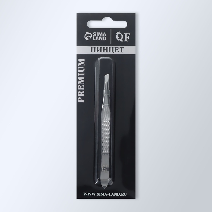 Пинцет &laquo;Premium&raquo; скошенный, узкий, 9 см, на блистере, цвет серебристый