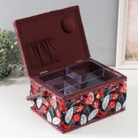 Шкатулка для рукоделия "Пуансеттия на чёрном" 19х26х14,5 см Шкатулка для рукоделия "Пуансеттия на чёрном" 19х26х14,5 см