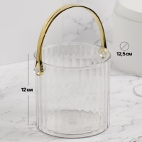 Органайзер для хранения косметических принадлежностей &laquo;CLEAN GOLD&raquo;, с ручкой, d = 12,5 &times; 12 см, цвет прозрачный/золотистый