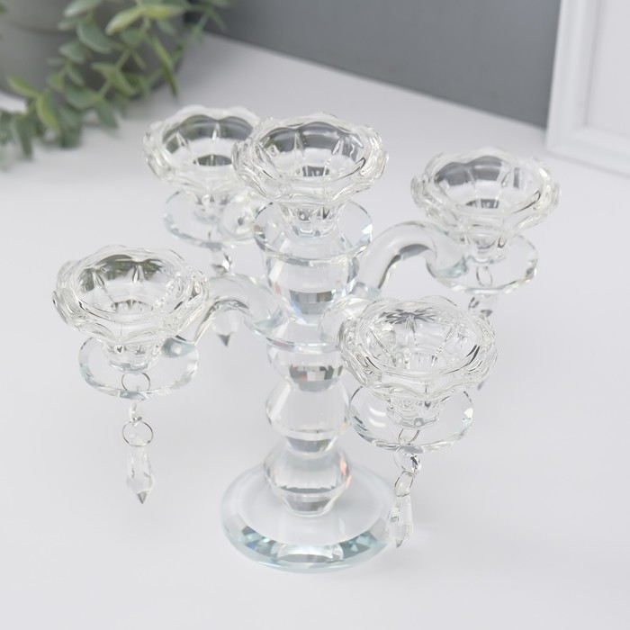 Подсвечник стекло на 5 свечей "Канделябр" 19х23х23 см