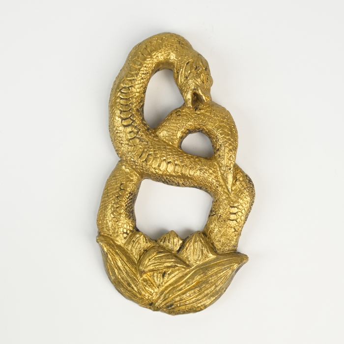 Новый год. Символ 2025. Панно с подвесом Новый год. Символ 2025. Панно с подвесом "Змея в цветке" старое золото, 12х7х1см