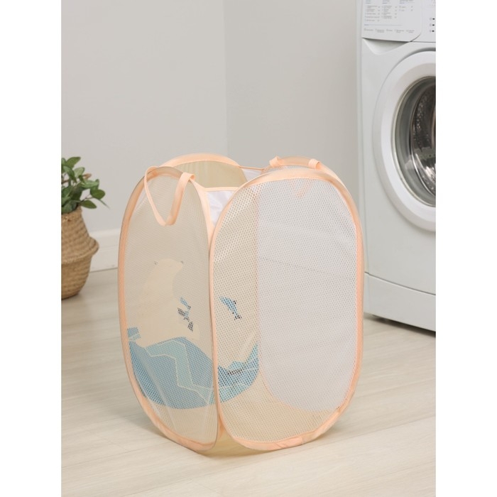 Корзина для игрушек Доляна «Северный мишка», складная, 32×32×52 см, цвет бежевый Корзина для игрушек Доляна «Северный мишка», складная, 32×32×52 см, цвет бежевый