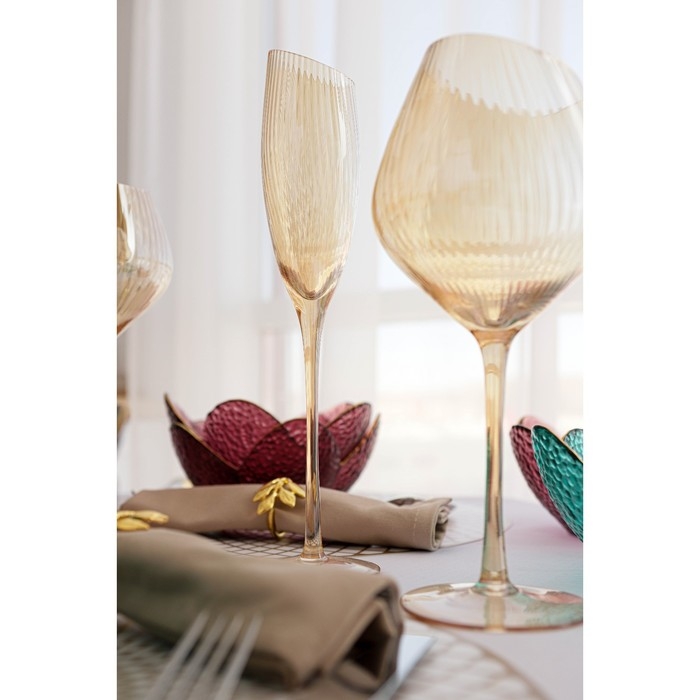 Набор бокалов для шампанского стеклянный Magistro «Иллюзия», 180 мл, 5,5×27,5 см, 2 шт, цвет золотой Набор бокалов для шампанского стеклянный Magistro «Иллюзия», 180 мл, 5,5×27,5 см, 2 шт, цвет золотой