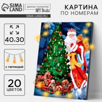 Новогодняя картина по номерам с подрамником и гирляндой &laquo;Новый год! Настоящая сказка&raquo;, 30 х 40 см