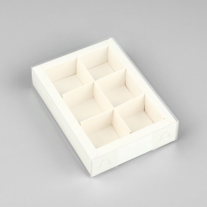 Коробка под 6 конфет с ячейками &laquo;Белая&raquo;, 10 х 14.5 х 3 см