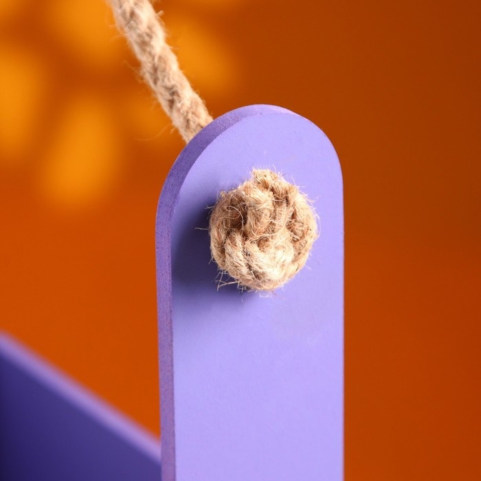 Кашпо деревянное 25.5&times;15&times;30 см "Аром", ручка канат, Фиолетовый