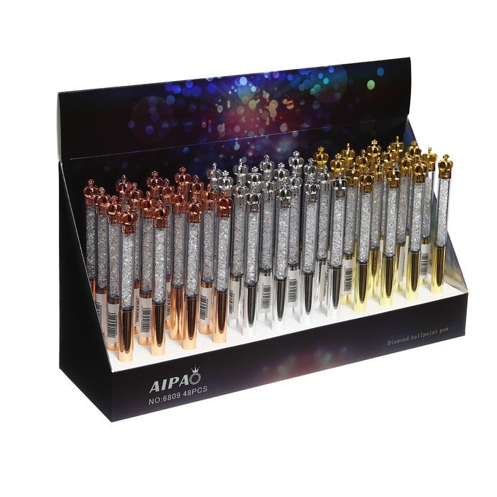 Ручка шариковая-прикол Ручка шариковая-прикол "Корона со стразами", МИКС