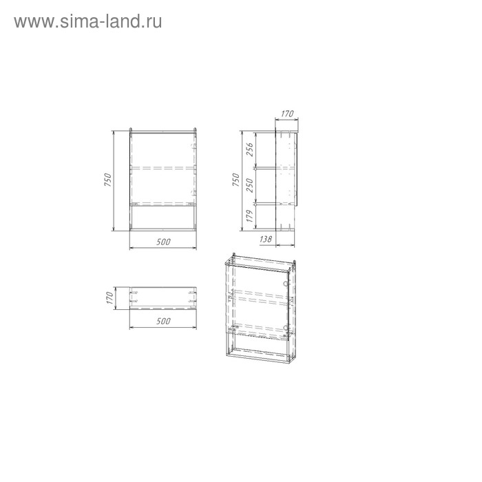 Зеркало-шкаф для ванной комнаты Зеркало-шкаф для ванной комнаты "Вега 5002" белое, 50 х 13,6 х 70 см