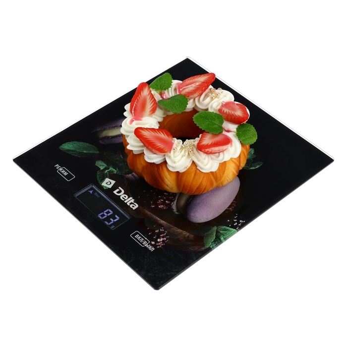 Весы кухонные DELTA KCE-65, электронные, до 5 кг, рисунок Весы кухонные DELTA KCE-65, электронные, до 5 кг, рисунок "Ягодные макарони"
