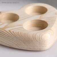 Подсвечник деревянный под 3 свечи "Сердце", МАССИВ, 12.5&times;12&times;3 см