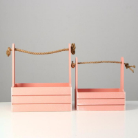 Набор кашпо деревянных 2 в 1 (25.5×15×30; 20×12×23) "Прованс", розовый Набор кашпо деревянных 2 в 1 (25.5×15×30; 20×12×23) "Прованс", розовый