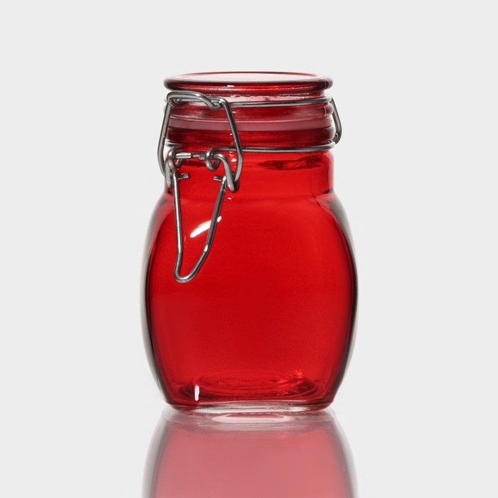 Банка стеклянная для хранения сыпучих продуктов &laquo;Овал&raquo;, 100 мл, 6&times;8,5 см, с бугельным замком, цвет МИКС