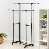 Стойка - вешалка напольная для одежды Доляна, телескопическая, 2 перекладины, 80(145) × 43 × 90(160) см Стойка - вешалка напольная для одежды Доляна, телескопическая, 2 перекладины, 80(145) × 43 × 90(160) см