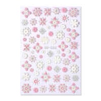 Новый год! Наклейки для ногтей &laquo;Снежинки&raquo;, объемные, цвет белый/розовый