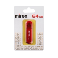 Флешка Mirex CANDY RED, 64 Гб ,USB2.0, чт до 25 Мб/с, зап до 15 Мб/с, красная Флешка Mirex CANDY RED, 64 Гб ,USB2.0, чт до 25 Мб/с, зап до 15 Мб/с, красная