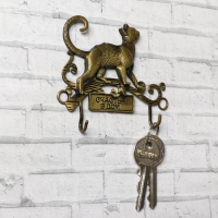 Ключница настенная &laquo;Счастья в дом&raquo;, кошечка, 9,5 х 6,9 см.