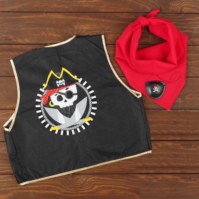 Карнавальный костюм &laquo;Гроза морей&raquo;, жилетка, наглазник, бандана 40х35 см