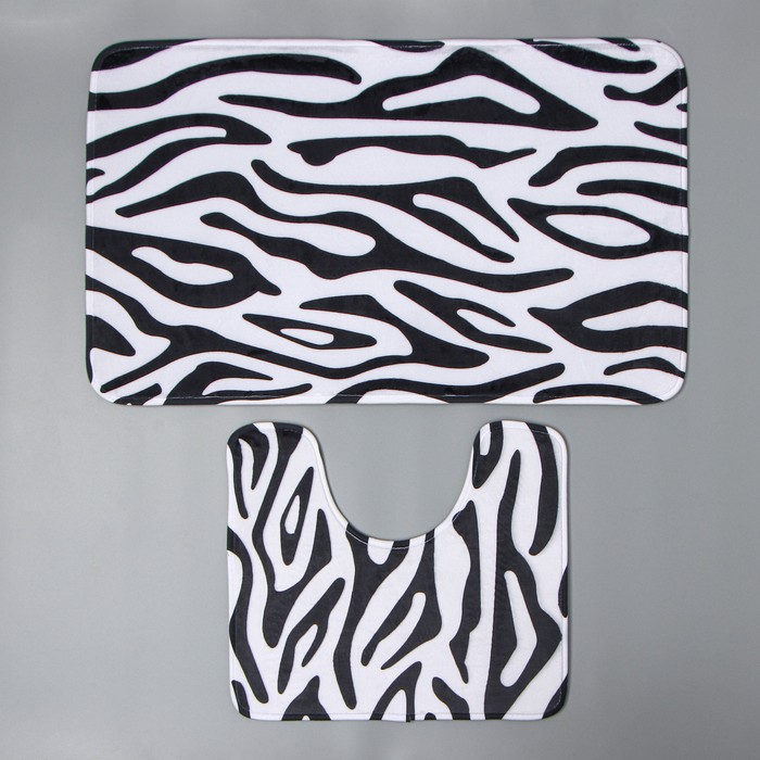 Коврики для ванной и туалета Доляна «Зебра», 2 шт: 40×45 см, 50×80 см Коврики для ванной и туалета Доляна «Зебра», 2 шт: 40×45 см, 50×80 см