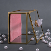 Органайзер для хранения &laquo;Кристалл&raquo;, с крышкой, стеклянный, 1 секция, 17 &times; 11,5 &times; 10 см, цвет прозрачный/медный/розовый