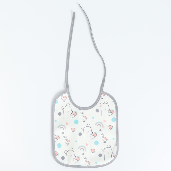 Набор детских слюнявчиков Крошка Я, 3 шт. + подарок, 20х17 см., цвет бирюзовый, розовый, серый Набор детских слюнявчиков Крошка Я, 3 шт. + подарок, 20х17 см., цвет бирюзовый, розовый, серый