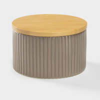 Банка для хранения сыпучих продуктов &laquo;Дымка&raquo;, 570 мл, 12&times;7,5 см, с бамбуковой крышкой, керамическая, цвет бежевый